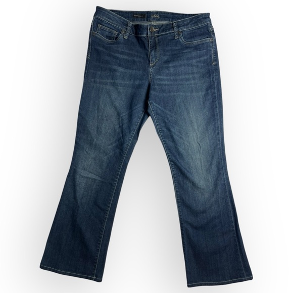 Kut from the Kloth Farrah Baby Bootcut Dark Wash Denim Jeans Size 12 Petite - Picture 2 of 6